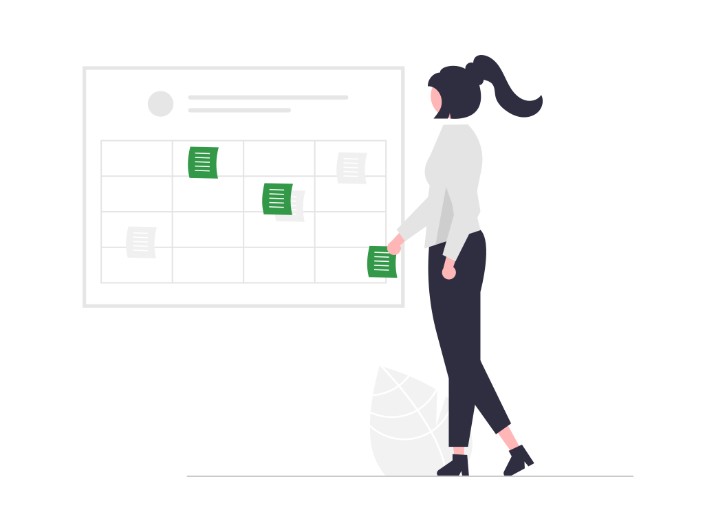 Image d'une dame avec des calendriers